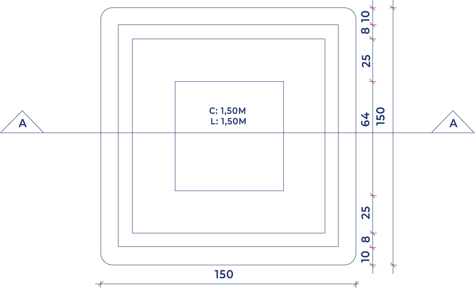 Planta da piscina hadi select, de 1,5